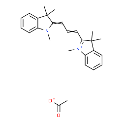 ChemSpider 2D Image | 1,3,3-Trimethyl-2-[3-(1,3,3-trimethyl-1,3-dihydro-2H-indol-2-ylidene)-1-propen-1-yl]-3H-indolium acetate | C27H32N2O2