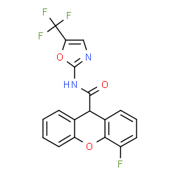 ChemSpider 2D Image | 4-Fluoro-N-[5-(trifluoromethyl)-1,3-oxazol-2-yl]-9H-xanthene-9-carboxamide | C18H10F4N2O3