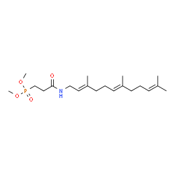 ChemSpider 2D Image | Dimethyl (3-oxo-3-{[(2E,6E)-3,7,11-trimethyl-2,6,10-dodecatrien-1-yl]amino}propyl)phosphonate | C20H36NO4P