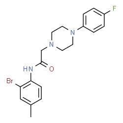 ChemSpider 2D Image | N-(2-Bromo-4-methylphenyl)-2-[4-(4-fluorophenyl)-1-piperazinyl]acetamide | C19H21BrFN3O