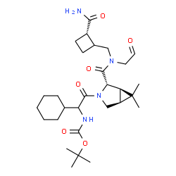 ChemSpider 2D Image | 2-Methyl-2-propanyl (2-{(1R,2S,5S)-2-[{[(2S)-2-carbamoylcyclobutyl]methyl}(2-oxoethyl)carbamoyl]-6,6-dimethyl-3-azabicyclo[3.1.0]hex-3-yl}-1-cyclohexyl-2-oxoethyl)carbamate | C29H46N4O6