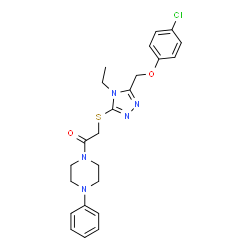 ChemSpider 2D Image | 2-({5-[(4-Chlorophenoxy)methyl]-4-ethyl-4H-1,2,4-triazol-3-yl}sulfanyl)-1-(4-phenyl-1-piperazinyl)ethanone | C23H26ClN5O2S
