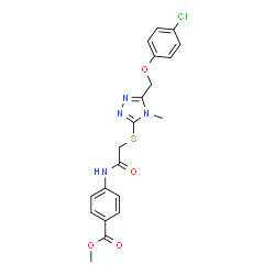 ChemSpider 2D Image | Methyl 4-{[({5-[(4-chlorophenoxy)methyl]-4-methyl-4H-1,2,4-triazol-3-yl}sulfanyl)acetyl]amino}benzoate | C20H19ClN4O4S