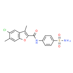 ChemSpider 2D Image | 5-Chloro-3,6-dimethyl-N-(4-sulfamoylphenyl)-1-benzofuran-2-carboxamide | C17H15ClN2O4S