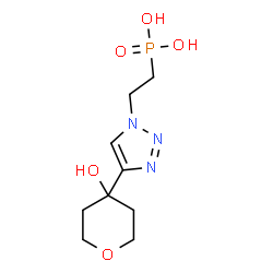 ChemSpider 2D Image | {2-[4-(4-Hydroxytetrahydro-2H-pyran-4-yl)-1H-1,2,3-triazol-1-yl]ethyl}phosphonic acid | C9H16N3O5P