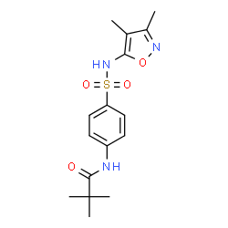 ChemSpider 2D Image | N-{4-[(3,4-Dimethyl-1,2-oxazol-5-yl)sulfamoyl]phenyl}-2,2-dimethylpropanamide | C16H21N3O4S
