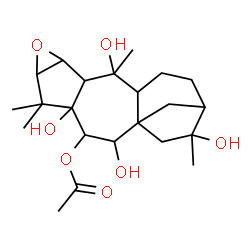 ChemSpider 2D Image | 5,7,10,16-Tetrahydroxy-2,3-epoxygrayanotoxan-6-yl acetate | C22H34O7