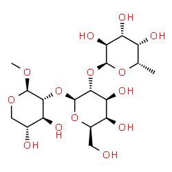 ChemSpider 2D Image | Methyl 6-deoxy-alpha-L-galactopyranosyl-(1->2)-beta-D-galactopyranosyl-(1->2)-beta-D-xylopyranoside | C18H32O14
