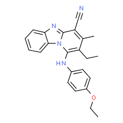 ChemSpider 2D Image | 1-[(4-Ethoxyphenyl)amino]-2-ethyl-3-methylpyrido[1,2-a]benzimidazole-4-carbonitrile | C23H22N4O