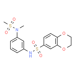 ChemSpider 2D Image | N-{3-[Methyl(methylsulfonyl)amino]phenyl}-2,3-dihydro-1,4-benzodioxine-6-sulfonamide | C16H18N2O6S2