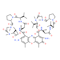 ChemSpider 2D Image | 2,8-Diamino-N,N'-bis[(6S,9R,10S,13R,18aS)-6,13-diisopropyl-2,5,9-trimethyl-1,4,7,11,14-pentaoxohexadecahydro-1H-pyrrolo[2,1-i][1,4,7,10,13]oxatetraazacyclohexadecin-10-yl]-4,6-dimethyl-3-oxo-3H-phenox
azine-1,9-dicarboxamide | C62H87N13O16