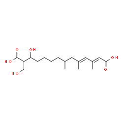 ChemSpider 2D Image | (2E,4E)-12-Hydroxy-13-(hydroxymethyl)-3,5,7-trimethyl-2,4-tetradecadienedioic acid | C18H30O6