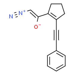 ChemSpider 2D Image | (Z)-2-Diazonio-1-[2-(phenylethynyl)-1-cyclopenten-1-yl]ethenolate | C15H12N2O