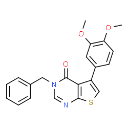 ChemSpider 2D Image | 3-Benzyl-5-(3,4-dimethoxyphenyl)thieno[2,3-d]pyrimidin-4(3H)-one | C21H18N2O3S