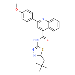 ChemSpider 2D Image | N-[5-(2,2-Dimethylpropyl)-1,3,4-thiadiazol-2-yl]-2-(4-methoxyphenyl)-4-quinolinecarboxamide | C24H24N4O2S