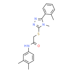 ChemSpider 2D Image | N-(3,4-Dimethylphenyl)-2-{[4-methyl-5-(2-methylphenyl)-4H-1,2,4-triazol-3-yl]sulfanyl}acetamide | C20H22N4OS
