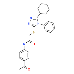 ChemSpider 2D Image | N-(4-Acetylphenyl)-2-[(5-cyclohexyl-4-phenyl-4H-1,2,4-triazol-3-yl)sulfanyl]acetamide | C24H26N4O2S