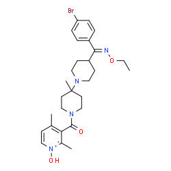 ChemSpider 2D Image | 3-({4-[(E)-(4-Bromophenyl)(ethoxyimino)methyl]-4'-methyl-1,4'-bipiperidin-1'-yl}carbonyl)-1-hydroxy-2,4-dimethylpyridinium | C28H38BrN4O3