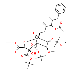ChemSpider 2D Image | Tris(2-methyl-2-propanyl) (1R,3S,4S,5S,6R,7R)-1-(4-acetoxy-5-methyl-3-methylene-6-phenylhexyl)-4-hydroxy-6-methoxy-7-[(2-methoxy-2-propanyl)oxy]-2,8-dioxabicyclo[3.2.1]octane-3,4,5-tricarboxylate (non
-preferred name) | C42H64O14