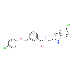 ChemSpider 2D Image | N-[(5-Chloro-1H-indol-2-yl)methyl]-3-[(4-chlorophenoxy)methyl]benzamide | C23H18Cl2N2O2