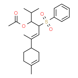 ChemSpider 2D Image | (5E)-2-Methyl-6-(4-methyl-3-cyclohexen-1-yl)-4-(phenylsulfonyl)-5-hepten-3-yl acetate | C23H32O4S