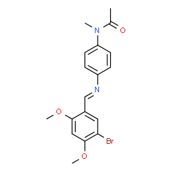 ChemSpider 2D Image | N-{4-[(E)-(5-Bromo-2,4-dimethoxybenzylidene)amino]phenyl}-N-methylacetamide | C18H19BrN2O3