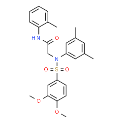 ChemSpider 2D Image | N~2~-[(3,4-Dimethoxyphenyl)sulfonyl]-N~2~-(3,5-dimethylphenyl)-N-(2-methylphenyl)glycinamide | C25H28N2O5S