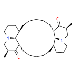 ChemSpider 2D Image | (2S,7aR,12aS,14S,19aR,19bR,24aS,24bS)-2,14-Dimethyltetracosahydro-1H,5H,8H,13H-quinolizino[1',9':9,10,11]cyclohexadeca[1,2,3-ij]quinolizine-1,13-dione | C30H50N2O2