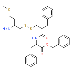 ChemSpider 2D Image | Benzyl N-(3-{[2-amino-4-(methylsulfanyl)butyl]disulfanyl}-2-benzylpropanoyl)phenylalaninate | C31H38N2O3S3
