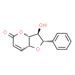 ChemSpider 2D Image | (2S,3S,3aR,7aR)-3-Hydroxy-2-phenyl-2,3,3a,7a-tetrahydro-5H-furo[3,2-b]pyran-5-one | C13H12O4