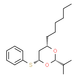 ChemSpider 2D Image | (2S,4S,6R)-4-Hexyl-2-isopropyl-6-(phenylsulfanyl)-1,3-dioxane | C19H30O2S