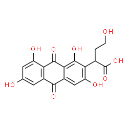 ChemSpider 2D Image | 4-Hydroxy-2-(1,3,6,8-tetrahydroxy-9,10-dioxo-9,10-dihydro-2-anthracenyl)butanoic acid | C18H14O9