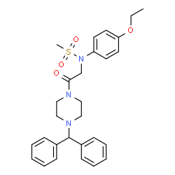 ChemSpider 2D Image | N-{2-[4-(Diphenylmethyl)-1-piperazinyl]-2-oxoethyl}-N-(4-ethoxyphenyl)methanesulfonamide | C28H33N3O4S