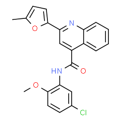 ChemSpider 2D Image | N-(5-Chloro-2-methoxyphenyl)-2-(5-methyl-2-furyl)-4-quinolinecarboxamide | C22H17ClN2O3
