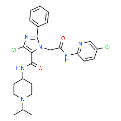 ChemSpider 2D Image | 4-Chloro-1-{2-[(5-chloro-2-pyridinyl)amino]-2-oxoethyl}-N-(1-isopropyl-4-piperidinyl)-2-phenyl-1H-imidazole-5-carboxamide | C25H28Cl2N6O2