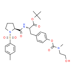 ChemSpider 2D Image | 2-Methyl-2-propanyl 1-[(4-methylphenyl)sulfonyl]-L-prolyl-O-[(2-hydroxyethyl)(methyl)carbamoyl]-L-tyrosinate | C29H39N3O8S