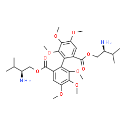 ChemSpider 2D Image | Bis[(2S)-2-amino-3-methylbutyl] 4,4',5,5',6,6'-hexamethoxy-2,2'-biphenyldicarboxylate | C30H44N2O10