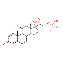 ChemSpider 2D Image | (8xi,9xi,11beta,14xi)-11,17-Dihydroxy-3,20-dioxopregna-1,4-dien-21-yl dihydrogen phosphate | C21H29O8P