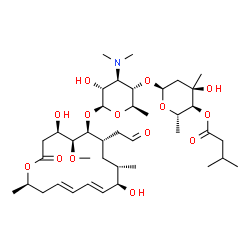 ChemSpider 2D Image | (2S,3S,4R,6S)-6-{[(2R,3S,4R,5R,6S)-6-{[(4R,5S,6S,7S,9S,10R,11E,13E,16R)-4,10-Dihydroxy-5-methoxy-9,16-dimethyl-2-oxo-7-(2-oxoethyl)oxacyclohexadeca-11,13-dien-6-yl]oxy}-4-(dimethylamino)-5-hydroxy-2-m
ethyltetrahydro-2H-pyran-3-yl]oxy}-4-hydroxy-2,4-dimethyltetrahydro-2H-pyran-3-yl 3-methylbutanoate | C40H67NO14