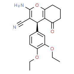 ChemSpider 2D Image | (4S)-2-Amino-4-(3,4-diethoxyphenyl)-5-oxo-5,6,7,8-tetrahydro-4H-chromene-3-carbonitrile | C20H22N2O4