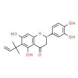 ChemSpider 2D Image | (2S)-2-(3,4-Dihydroxyphenyl)-5,7-dihydroxy-6-(2-methyl-3-buten-2-yl)-2,3-dihydro-4H-chromen-4-one | C20H20O6