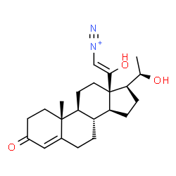ChemSpider 2D Image | (Z)-2-Hydroxy-2-{(8R,9S,10R,13R,14S,17S)-17-[(1R)-1-hydroxyethyl]-10-methyl-3-oxo-1,2,3,6,7,8,9,10,11,12,14,15,16,17-tetradecahydro-13H-cyclopenta[a]phenanthren-13-yl}ethenediazonium (non-preferred na
me) | C22H31N2O3