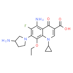 ChemSpider 2D Image | 5-Amino-7-(3-amino-1-pyrrolidinyl)-1-cyclopropyl-8-ethoxy-6-fluoro-4-oxo-1,4-dihydro-3-quinolinecarboxylic acid | C19H23FN4O4