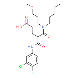 ChemSpider 2D Image | 5-[(3,4-Dichlorophenyl)amino]-4-[(3-methoxypropyl)(pentyl)carbamoyl]-5-oxopentanoic acid | C21H30Cl2N2O5