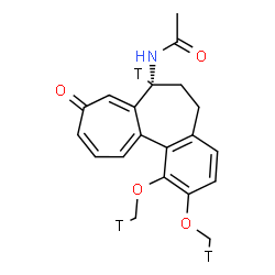 ChemSpider 2D Image | N-[(7S)-1,2-Bis[(~3~H_1_)methyloxy]-9-oxo(7-~3~H)-5,6,7,9-tetrahydrobenzo[a]heptalen-7-yl]acetamide | C20H18T3NO4