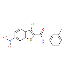 ChemSpider 2D Image | 3-Chloro-N-(3,4-dimethylphenyl)-6-nitro-1-benzothiophene-2-carboxamide | C17H13ClN2O3S