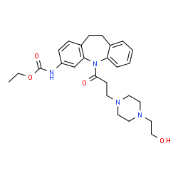 ChemSpider 2D Image | ethyl 5-{3-[4-(2-hydroxyethyl)-1-piperazinyl]propanoyl}-10,11-dihydro-5H-dibenzo[b,f]azepin-3-ylcarbamate | C26H34N4O4