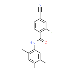 ChemSpider 2D Image | 4-Cyano-2-fluoro-N-(4-iodo-2,5-dimethylphenyl)benzamide | C16H12FIN2O