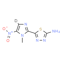 ChemSpider 2D Image | 5-[1-Methyl-5-nitro(~2~H)-1H-imidazol-2-yl]-1,3,4-thiadiazol-2-amine | C6H5DN6O2S