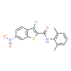 ChemSpider 2D Image | 3-Chloro-N-(2,6-dimethylphenyl)-6-nitro-1-benzothiophene-2-carboxamide | C17H13ClN2O3S